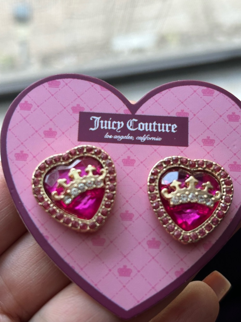Juicy Couture Purple and Gold Heart Stud Earring Backs